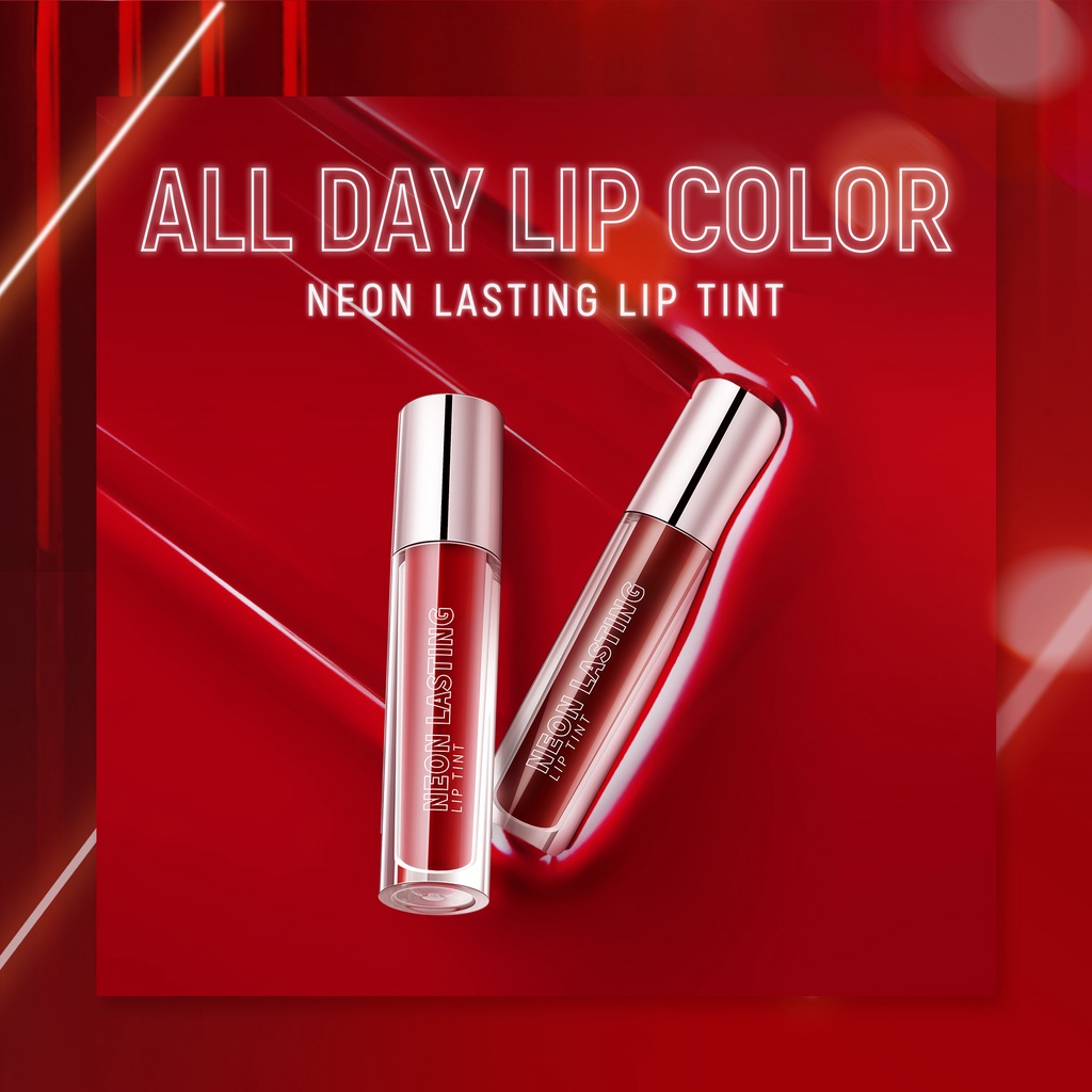 Y.O.U Neon Lasting Lip Tint (Tahan Lama Hingga 12 Jam, Moisturizing Liptint)