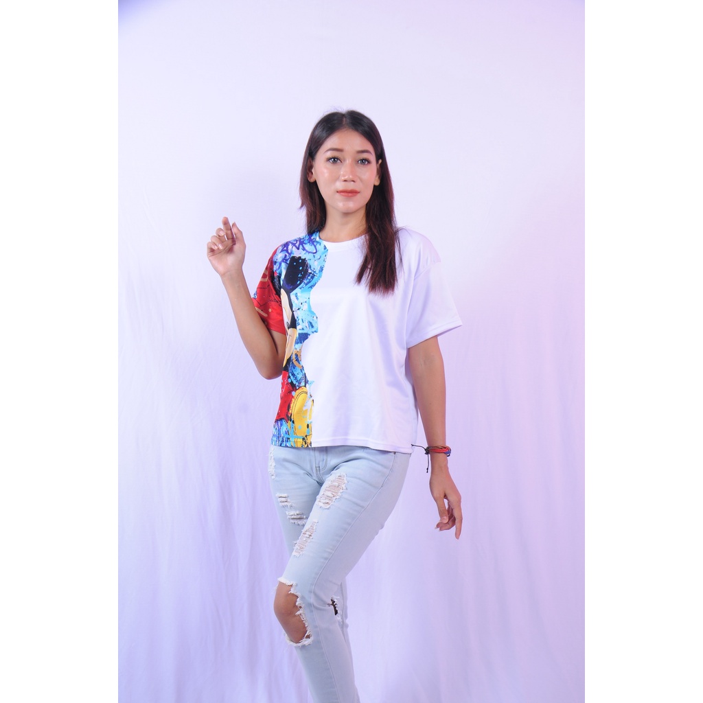 KAOS WANITA CROP TOP SCUBA/KAOS CROP TEE KARAKTER OVERSIZE/TUMBLR TEE