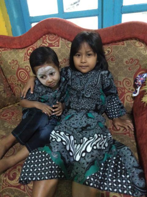 Batik Keluarga - Batik Couple Keluarga Muslim Sogan Family Ayah Ibu Anak Batik Set Family