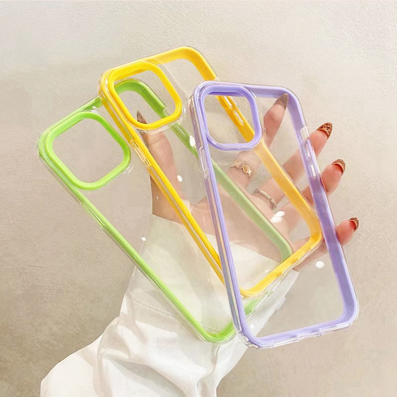 Soft Case Silikon Tpu Transparan 3 In 1 Warna Pelangi Compatible for Iphone 13 12 11 Pro Max Se2020 X Xr Xs Max 7 8 Plus 7plus 8plus SE 2020 Simple Personality Rainbow Color Transparent TPU Soft Silicone Anti-drop Phone Case Back Cover