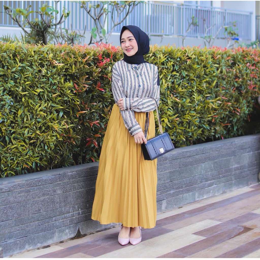 ROK PLISKET ROK KEKINIAN FASHION KEKINIAN ROK PANJANG MUSLIM PLISKET MURAH FLARE SKIRT