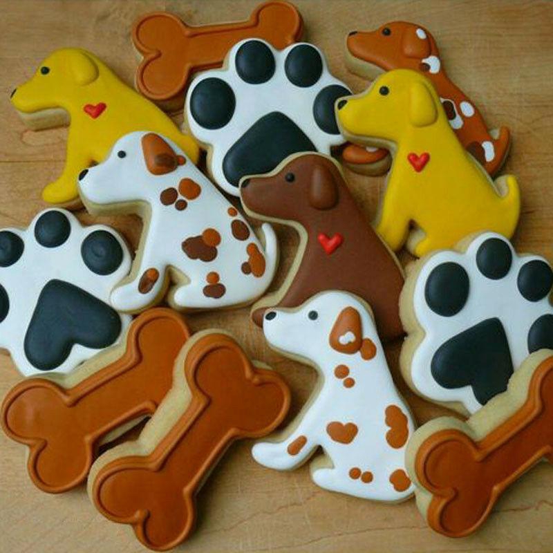 3pcs / Set Cetakan Kue Bentuk Tulang Anjing Bahan Stainless Steel Untuk Dapur