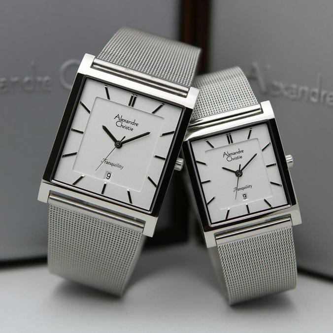 Jam Tangan Couple Alexandre Christie Ac 8629 Siilver Original Avenue.Centre