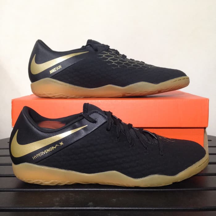 Sepatu Futsal Nike Phantom X 3 Academy IC Black Gold AJ3814-090 Ori