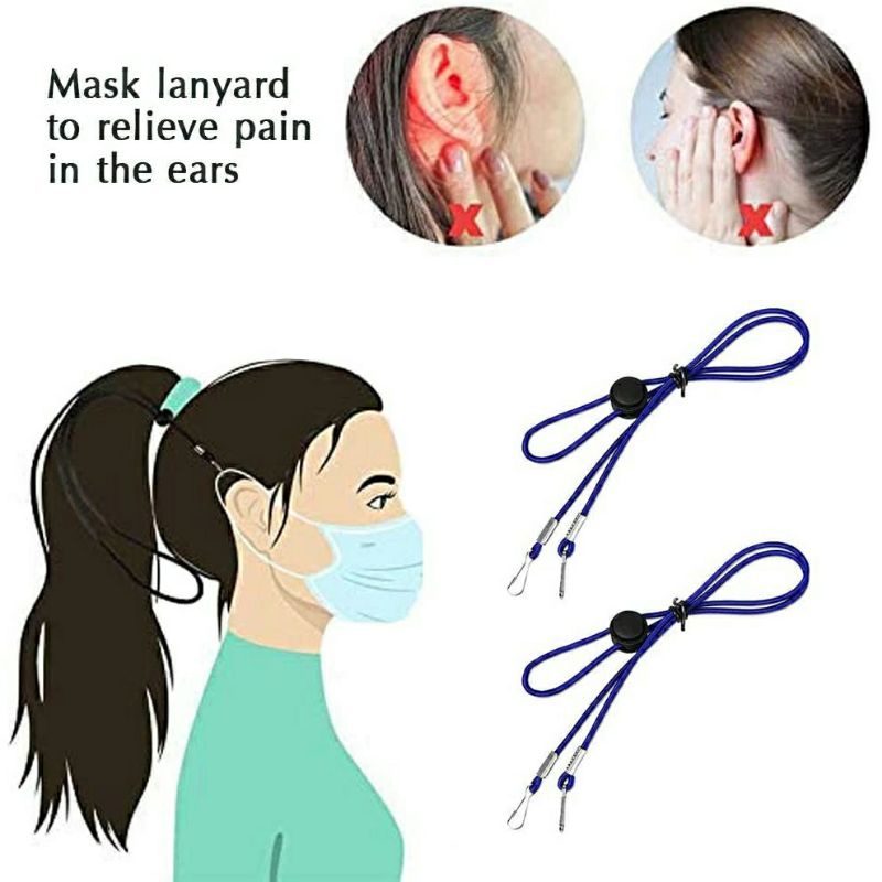 TALI GANTUNG MASKER LANYARD STRAP MASK GANTUNGAN RANTAI MURAH PUTIH HITAM WHITE BLACK