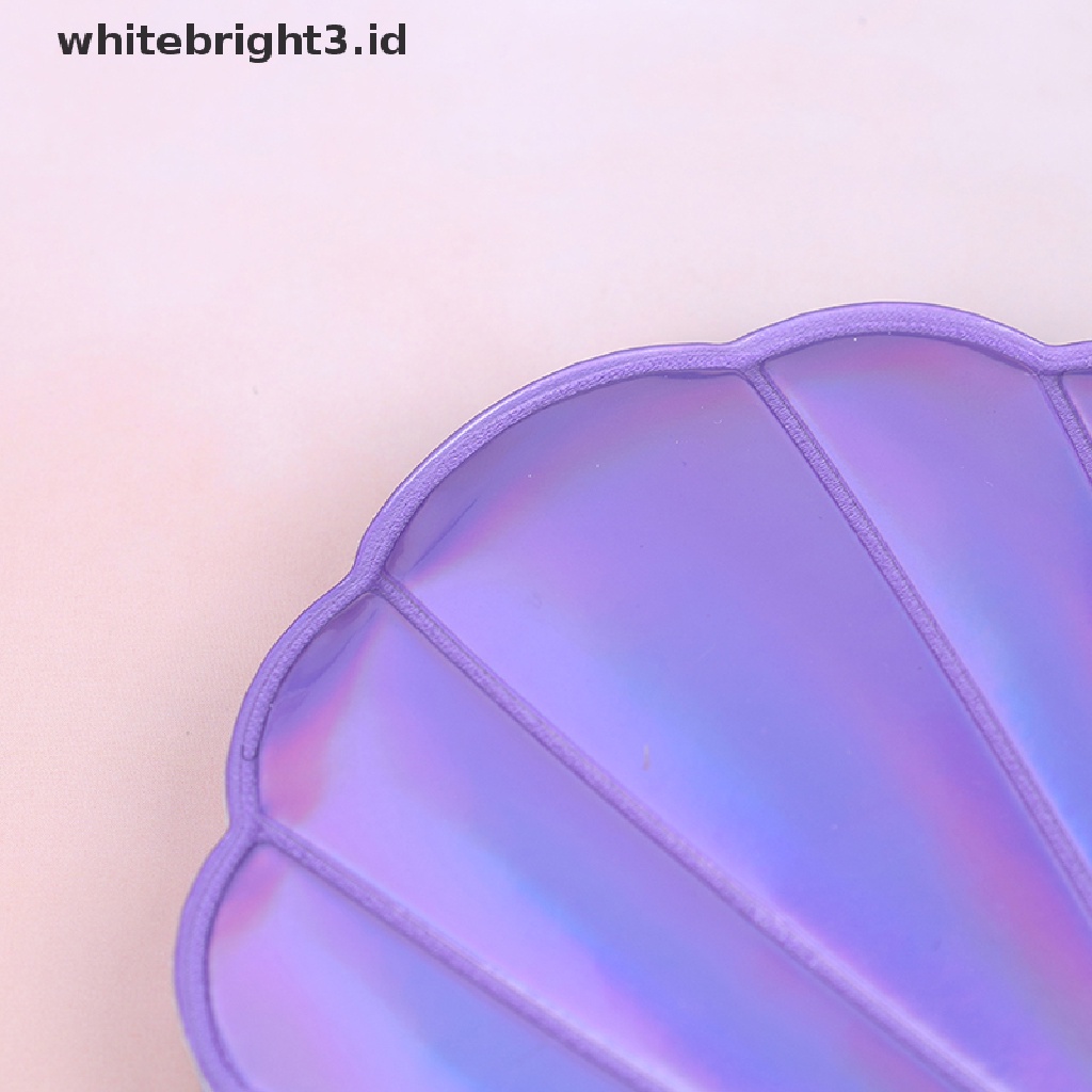 (whitebright3.id) Cermin Kosmetik / Makeup Dua Sisi Bentuk Kerang Laut Bahan Kulit PU