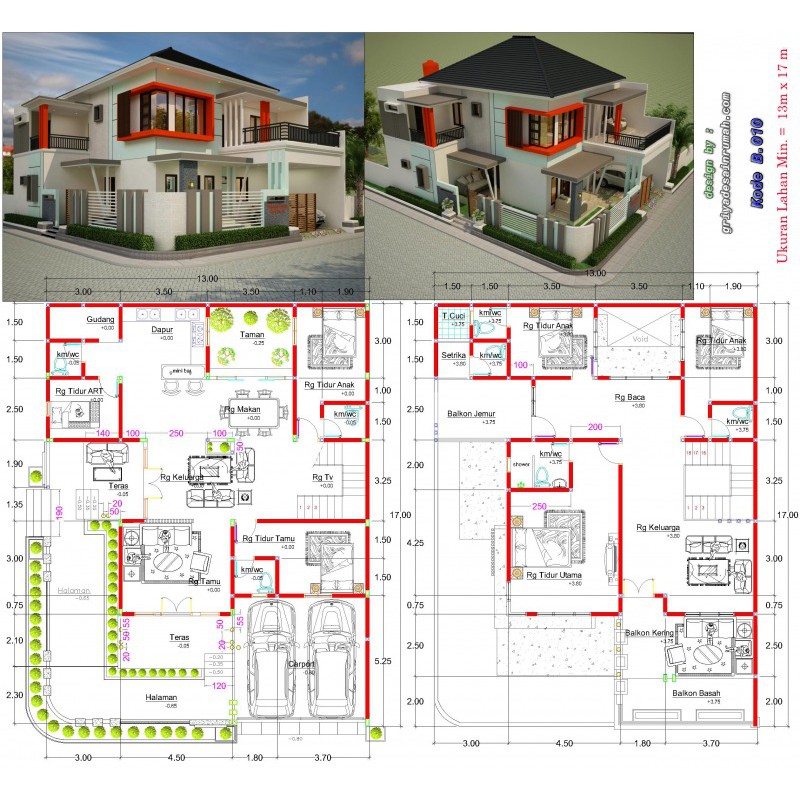 Jual Desain Rumah 2 Lantai Mewah B.010 | Shopee Indonesia