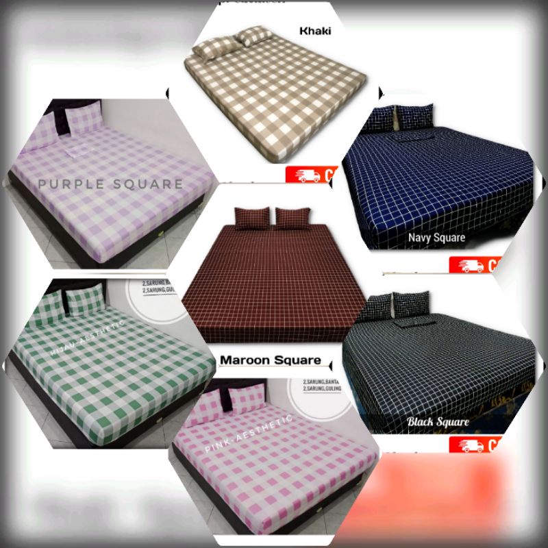 Sprei Homemade Aesthetic Kotak free Sarung Bantal Guling Seprei Kamar Aesthetic Murah