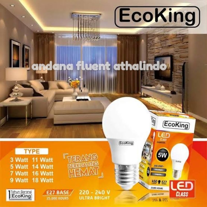Lampu LED Ecoking 5w TERANG - MURAH lampu rumah