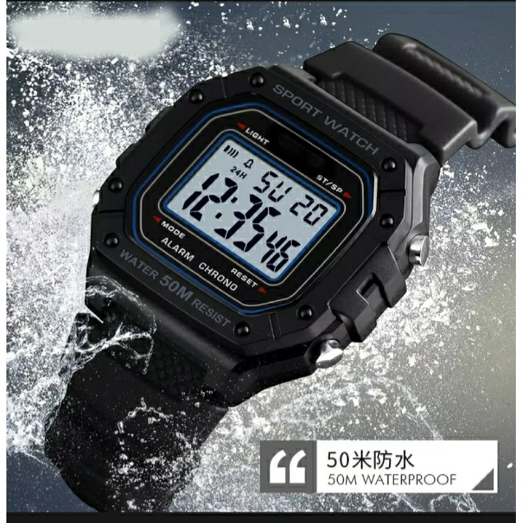 JAM TANGAN SPORT DIGITAL PROTECTION BLACK EDITION