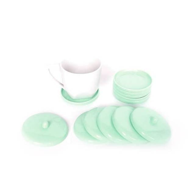 Tutup dan tatakan alas plastik gelas yoshikawa 12 pcs