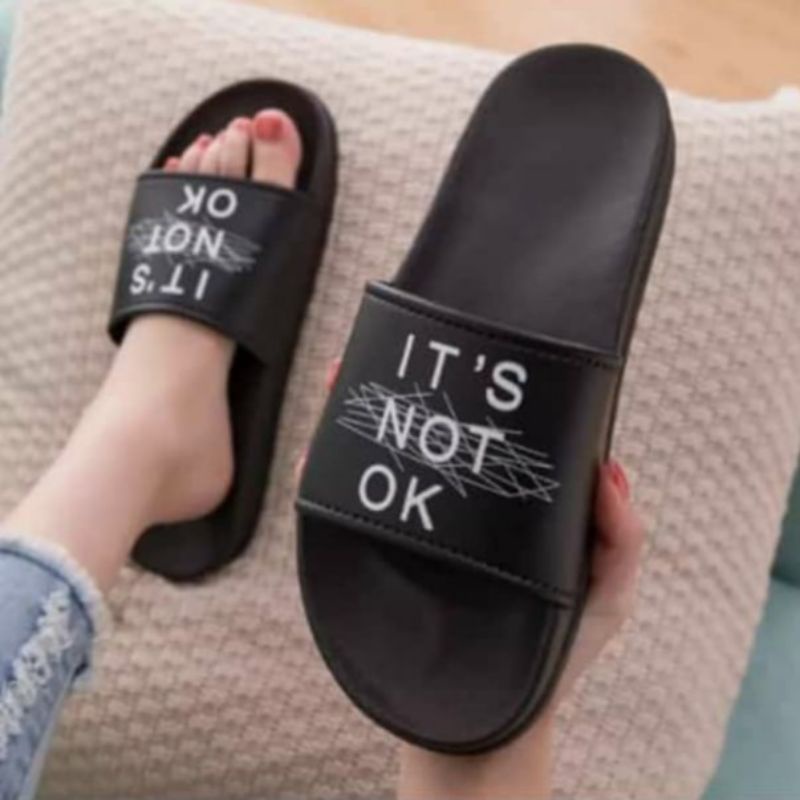 Sandal kokop  Pria Wanita Not OK P-13 Sendal Karet Cowok Cewek Slip On Vans It`s Not Ok