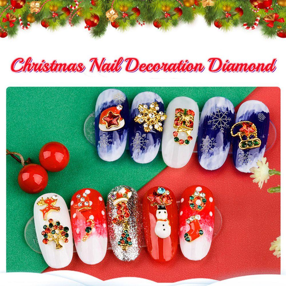 Mxbeauty Berlian Imitasi Bentuk Kaos Kaki Santa Claus / Snowman / Pohon Natal 3D Untuk Dekorasi Nail Art