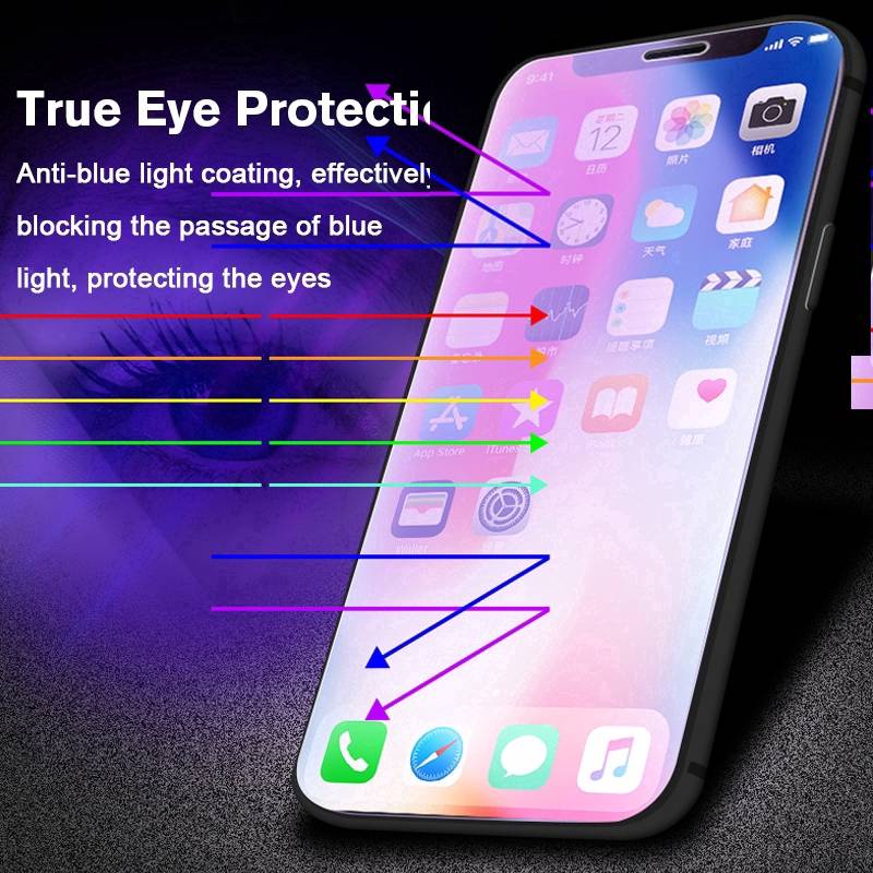 Anti Blue Light Blocking Screen Protector for IPhone 11 12 Pro Max Mini Blue Ray Glass for Iphone 7 8 Plus X XS Max XR SE 2020 Screenprotector