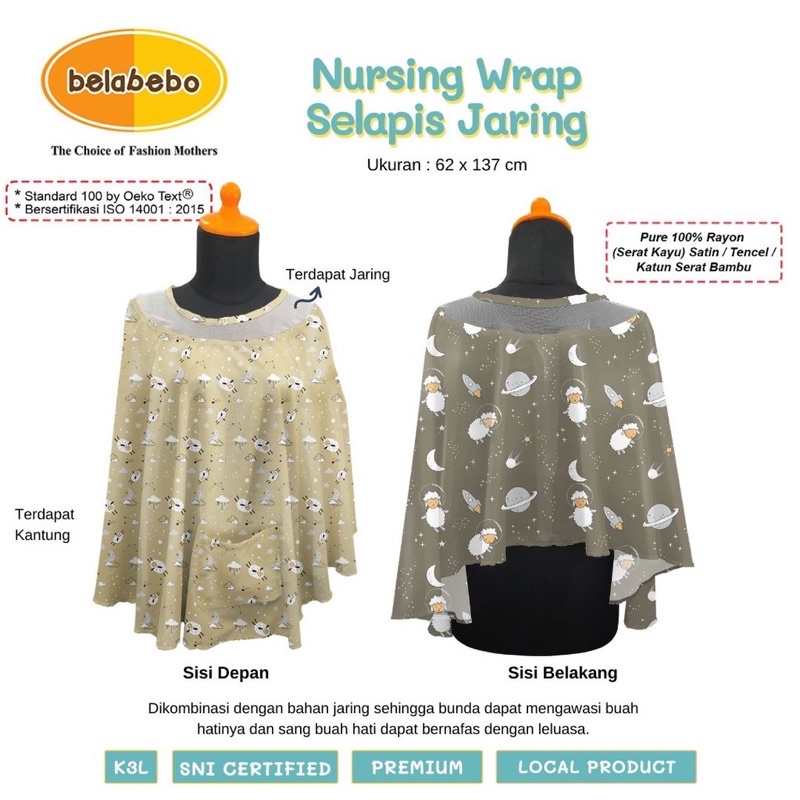 Belabebo Nursing Wrap Selapis Jaring/Nursing apron/Penutup ibu menyusui