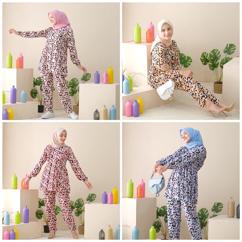 Ounadoutfit oneset cow dewasa wanita motif lucu busui nyaman / setelan couple ibu anak / set rayon motif / setelan wanita muslim / oneset rayon busui