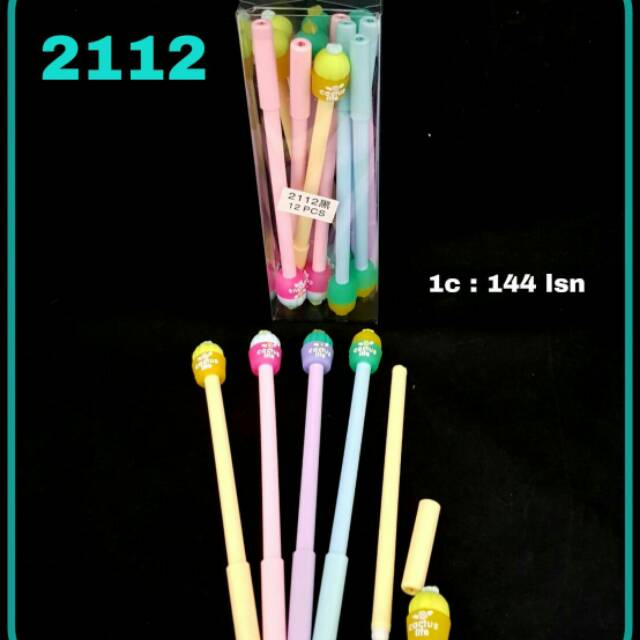 

Pulpen Kaktus 2112 Warna Warni 12pcs / Pulpen Tinta Gel