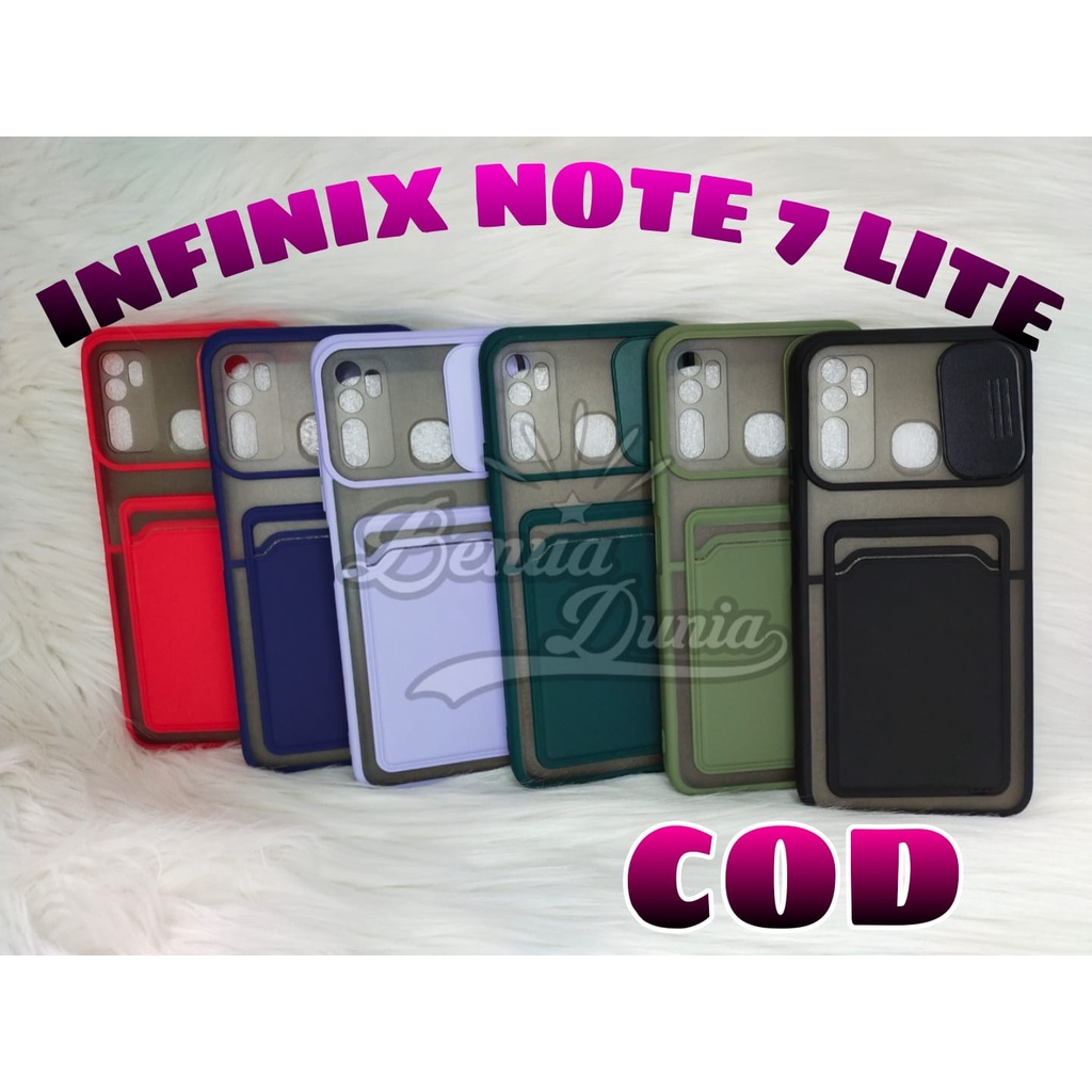 CASE INFINIX NOTE 7 LITE -INFINIX SMART 6 // CASE SLEDING PLUS SLOT CARD PELINDUNG KAMERA - BD