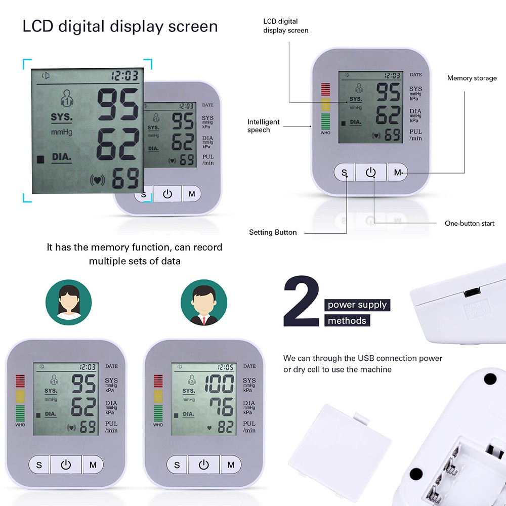 Alat Cek Pengukur Tekanan Tensi Darah Digital Tensimeter Sphygmomanometer Blood Pressure Monitor