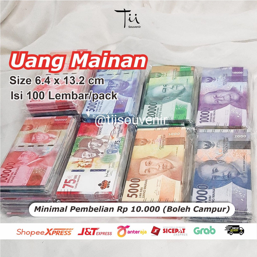 (100 LEMBAR) Uang Mainan Baru Mahar Bahan Mahar Scrapbook Bahan Craft Uang Replika Mainan Anak