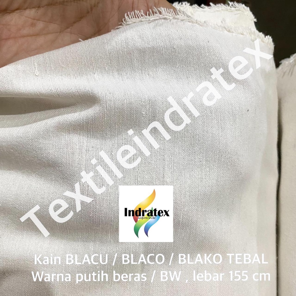 ( per 1 roll ) Kain BLACU BELACU TEBAL putih polos lebar 155 cm CALICO FABRIC bahan sulam waxing saring kopi tote goodie bag tirai hordeng kanvas lukis CRAFT embroidery