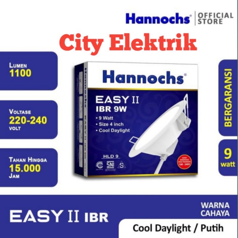 LED Panel Hannochs Easy II IBR 9 Watt / Lampu Downlight Hannochs 9w / Lampu Pelafon Hannochs 9 Watt ( Cahaya Putih )