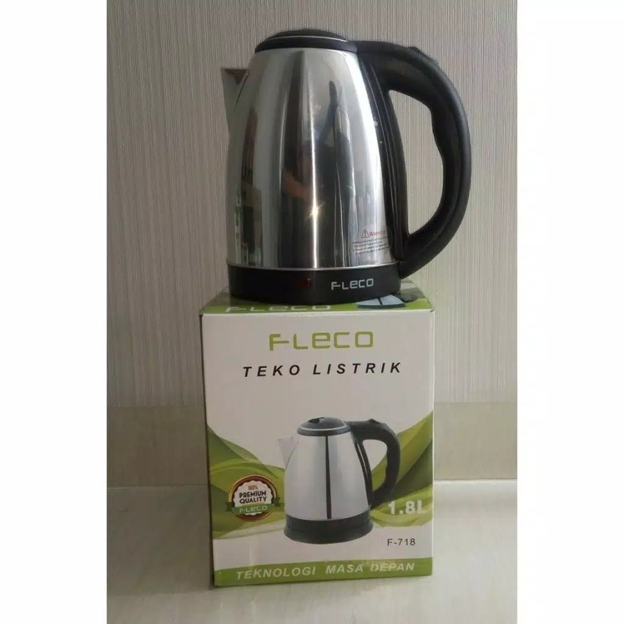 Promo Terbaru!!! Pemanas Air kettle listrik stainless steel / Teko Listrik Fleco 1.8 Liter F-718 Mudah Di Gunakan dan Berkualitas