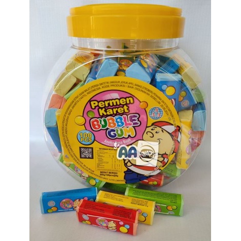 

PERMEN KARET BUBBLE GUM TOFFEE ANEKA RASA AAA ISI 100 X 8 GR