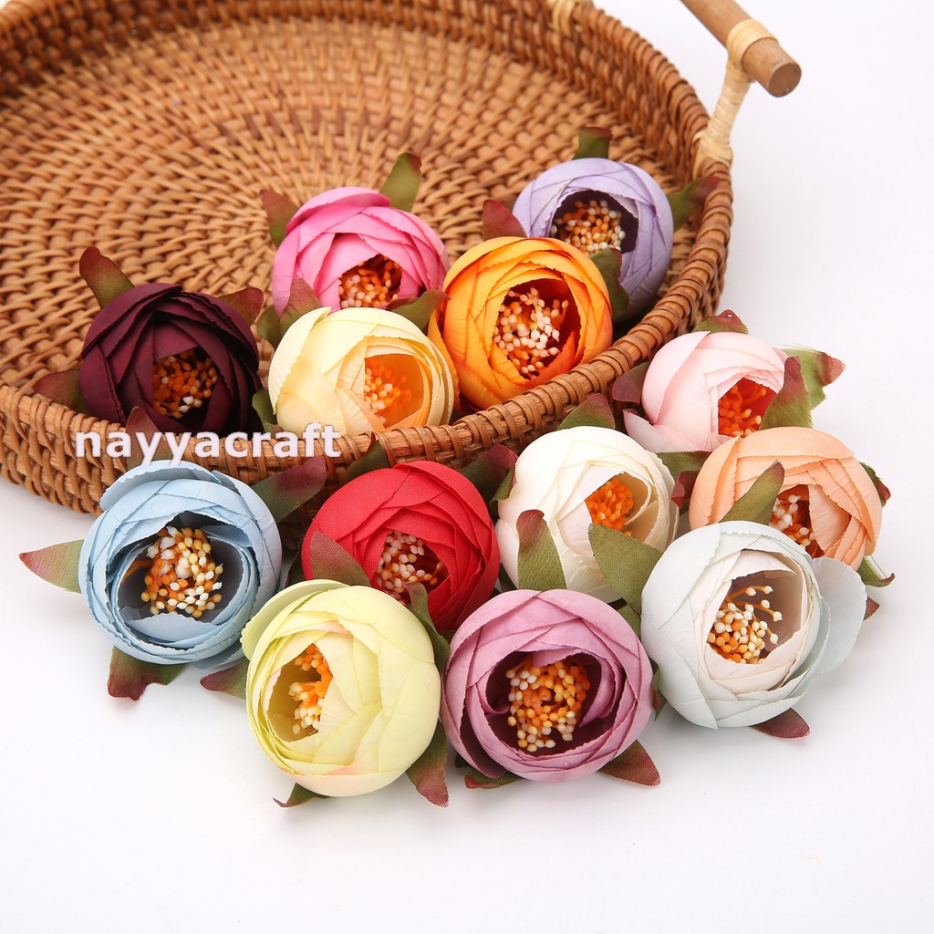 Kepala bunga kuncup peony kelopak bunga mawar peony artificial hiasan dekorasi mahar craft