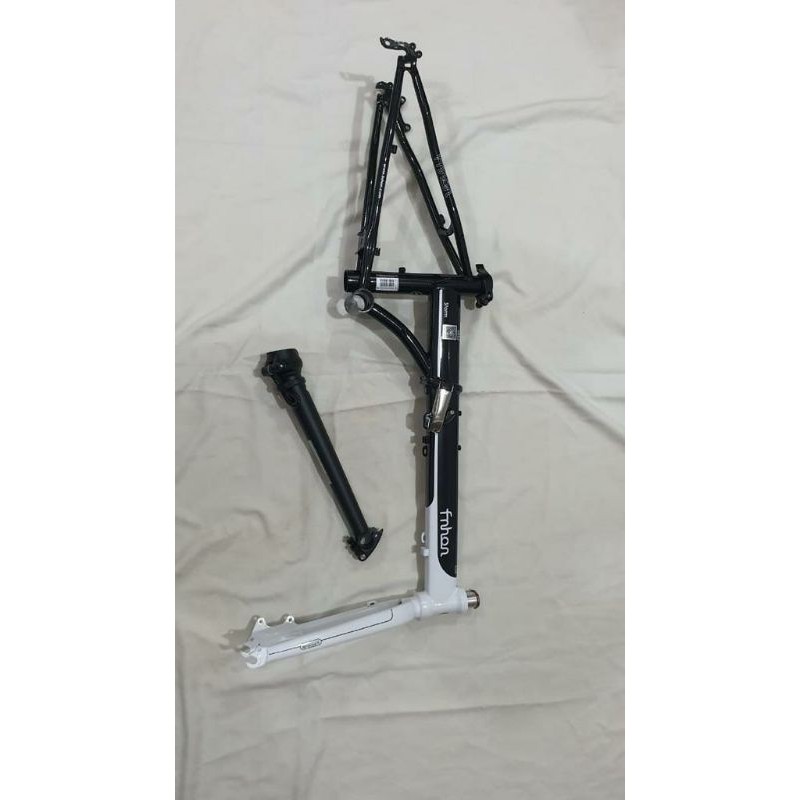 Frame set &amp; handlepost hp FNHON Hitam putih metalic blackwhite Discbrake db Storm Chromoly 20 22 inc