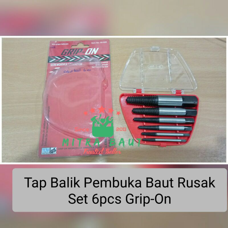 Grip-On Tap Balik / Cabut Baut Rusak / Screw Extractor 6pcs