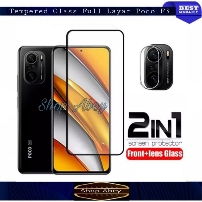 Tempered Glass Layar Full POCO F3 2021 Free Tempered Glass Camera
