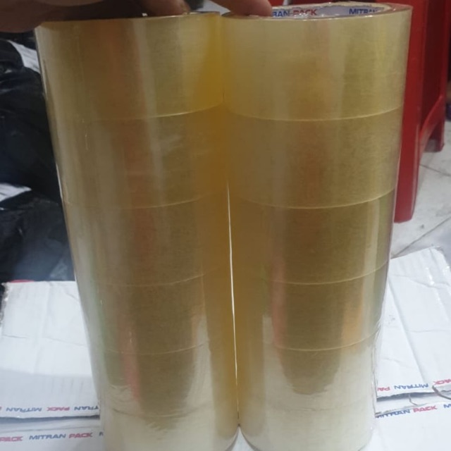 

lakban mitrann pack ready stok 48 dx 90 mm bening coklat siap kirim