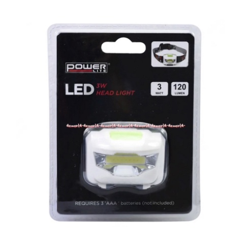 Powerlite LED 3W Headlamp Lampu Senter Kepala Karet Batrai Power lite Baterai Power Lite Head Lamp