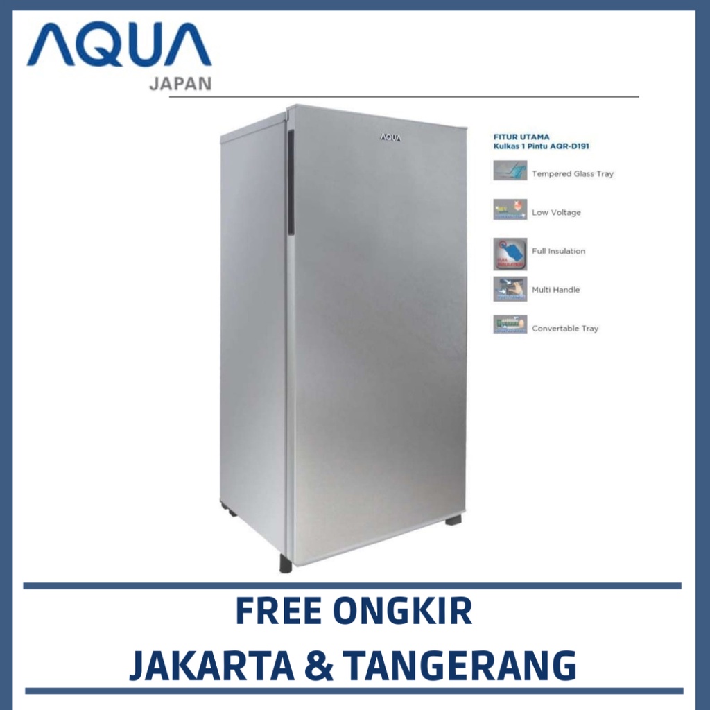 AQUA AQR-D181(LS) KULKAS 1 PINTU AQUA 137 LITER - LIGHT SILVER