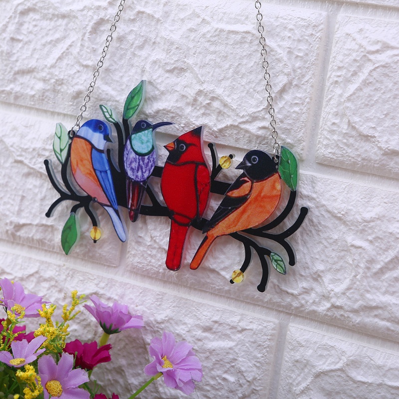 Zzz Multicolor Burung Di Kawat Liontin Bird Lover Art Collection Dekorasi Pintu Depan