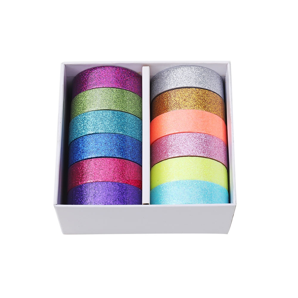 12 / 40PCS Tape Glitter Warna Pelangi Untuk Dekorasi DIY