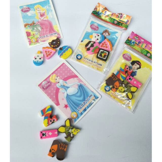 

Penghapus Kue / Huruf Mini isi 4 + 1Kartu princess Hologram Lucu Mainan Alat Tulis Anak Murah