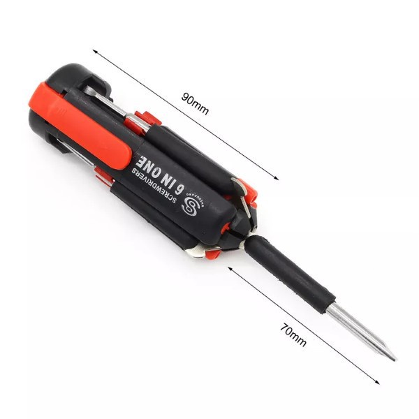 Bisa COD Obeng Set Mini Led 6 in 1 Screwdriver Multifungsi