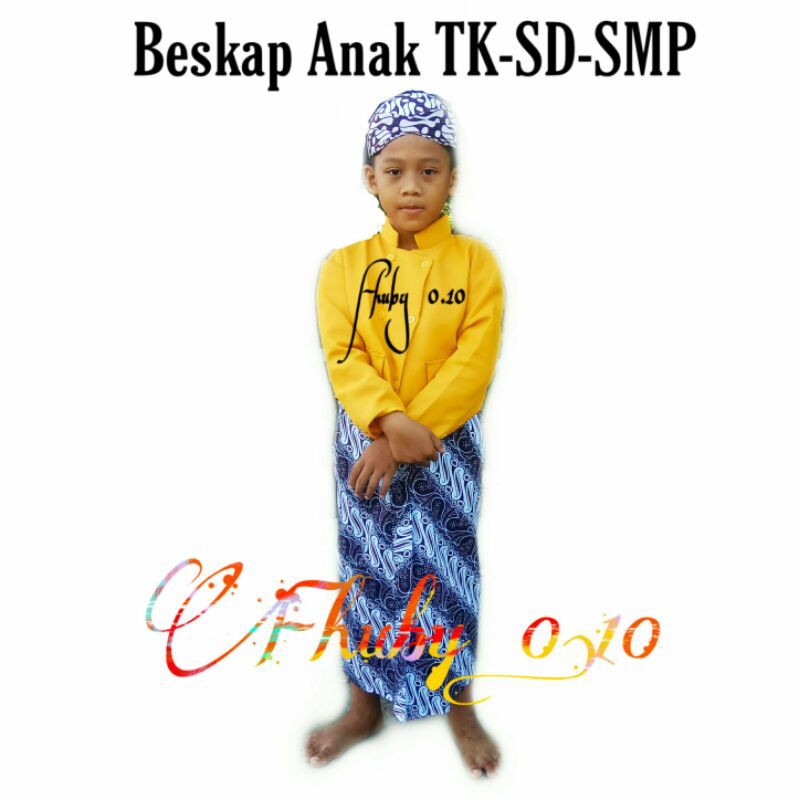 Setelan Beskap Anak TK-SD-SMP // Baju+Rok Putih+Blangkon // Baju Adat Anak // Setelan Beskap Murah