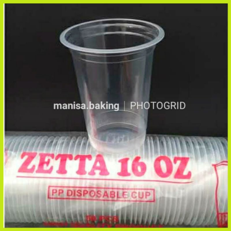 CUP PLASTIK DATAR ZETTA PUSPAN 16 OZ