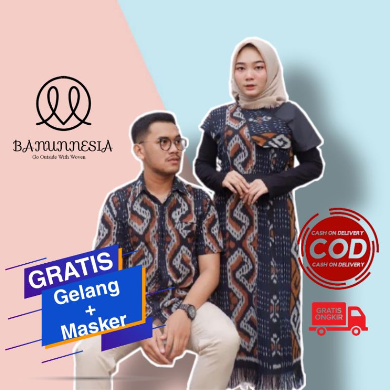 Baju Set Couple Tenun Pria Wanita Etnik Troso Jepara - Baju Couple