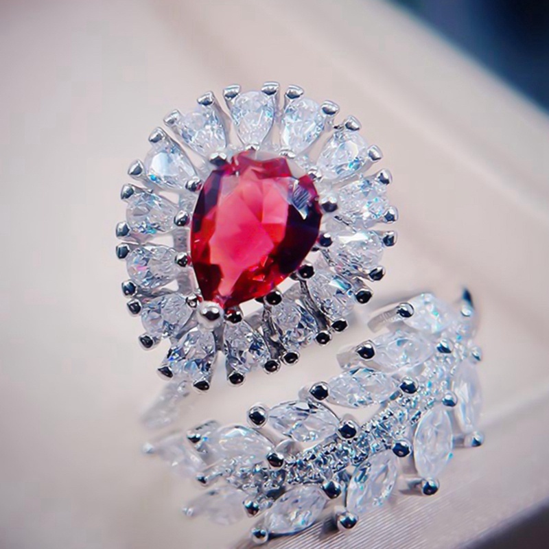 Cincin Batu Ruby Merah Darah Merpati Simulasi Untuk Wanita