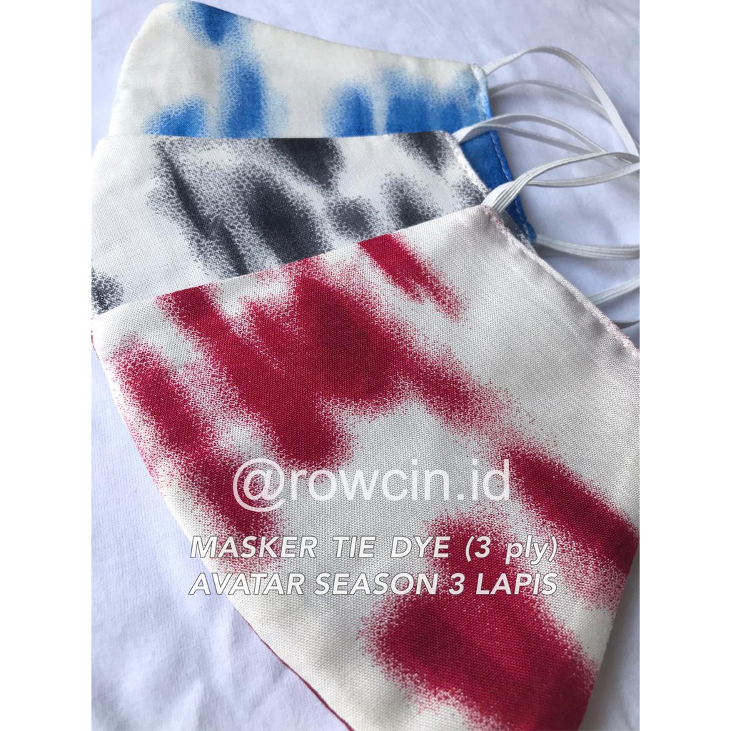 MASKER KAIN 3 LAPIS (ply) TIE DYE AVATAR DESAIN EARLOOP DAN HEADLOOP NON MEDIS