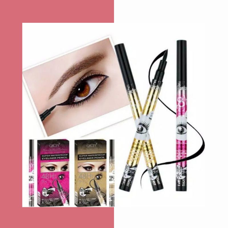 QICIY EYELINER 48H SUPER WATERPROOF SUPER WATER PROOF EYE LINER TAHAN AIR 48 JAM