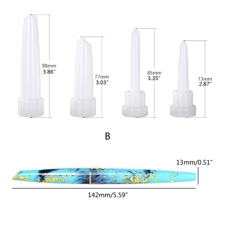 SIY  1 Set Fountain Pen Epoxy Resin Mold Cylinder Pen Shape Silicone Mould DIY Crafts Candle Casting Tool