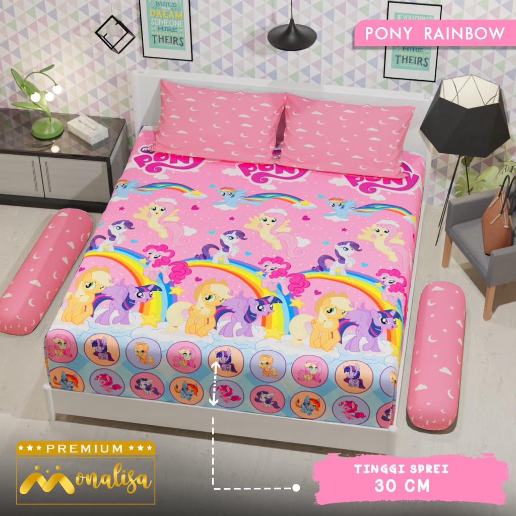 Monalisa Premium Sprei Uk 160/180 T 30 - Pony Rainbow