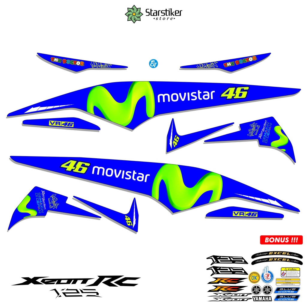 STRIPING YAMAHA XEON RC 125 / MOVISTAR / GP / ROSSI / ROSI / 46 / STIKER / STICKER / SETIKER XEON RC