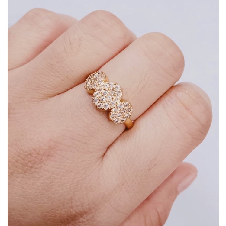 cincin wanita lapis emas cincin permata replika berlian  perhiasan pengganti emas permata cincin