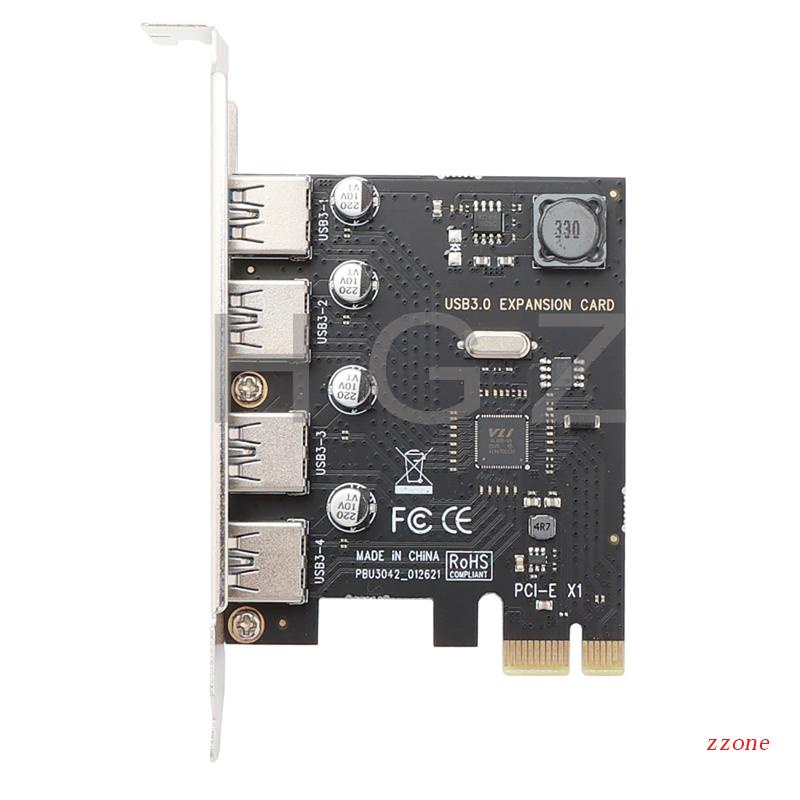 Zzz Kartu Adapter Pcie Ke 4 port Usb 3.0 4 port 5Gb PCI-E 1X Untuk Desktop PC